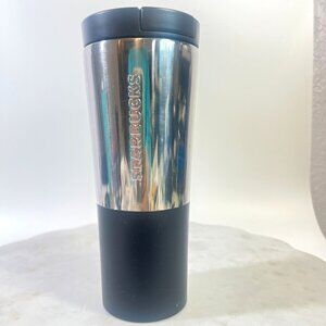 Starbucks 2017 Stainless Steel Black Dipped Travel Tumbler With Sliding Lid 12oz